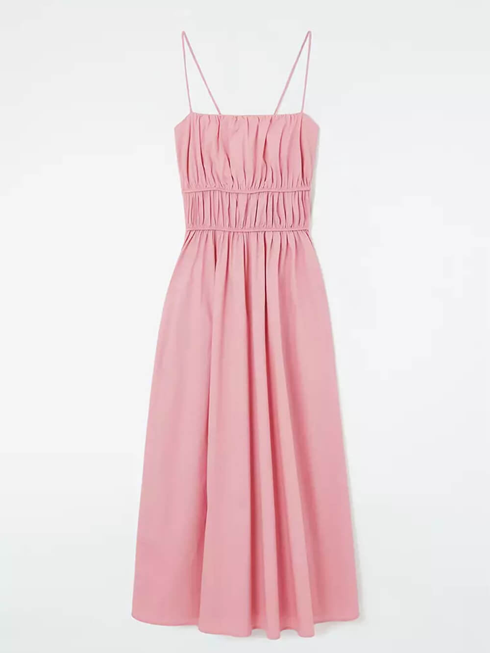 Suspender Pleated Stylish Waist Midi Dress Dresses