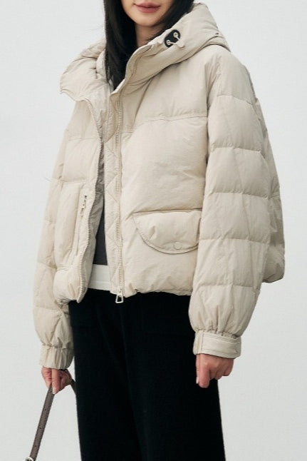 Cropped Relaxed Fit Puffer Jacket S / White
