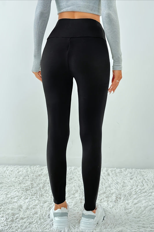 Cross Front Fleece Lined Booty Lifting Thermal Leggings