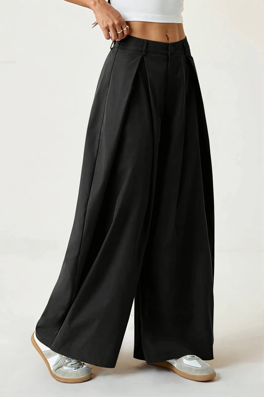 Pleated Barrel Leg Relaxed Pants