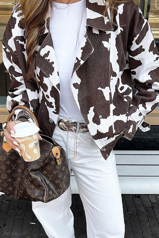 Manteau imprimé à motif de vache rétro