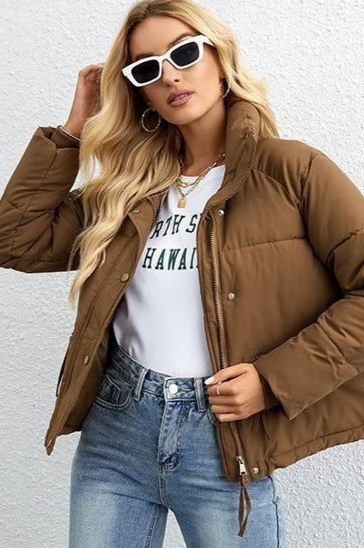 Modern Cropped Puffy Puffer Jacket M / Brown