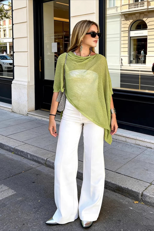 Draped Asymmetric Poncho Sweater
