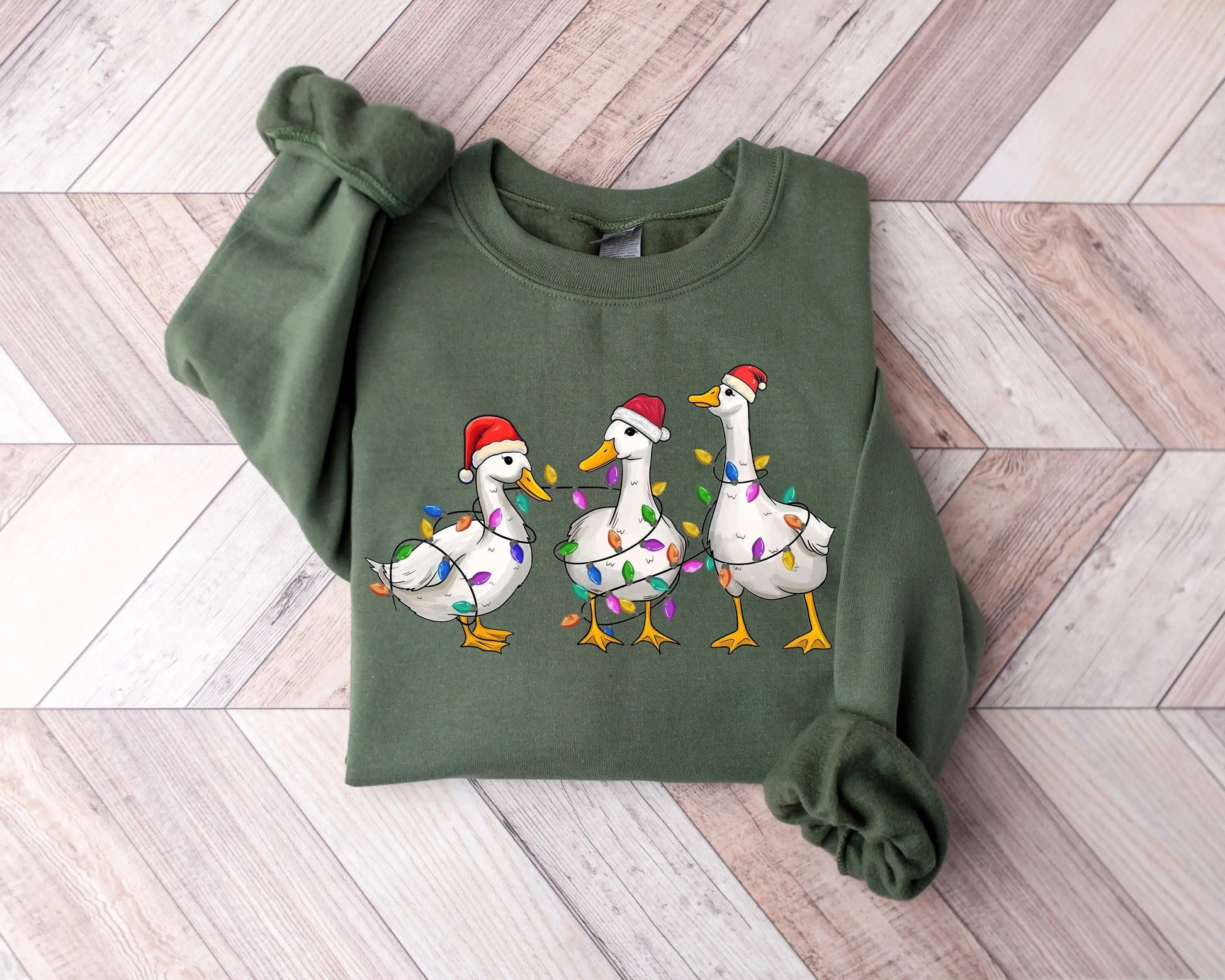 Voguish Cotton Duck Lights Family Christmas Hoodie Green / S Hoodies-L
