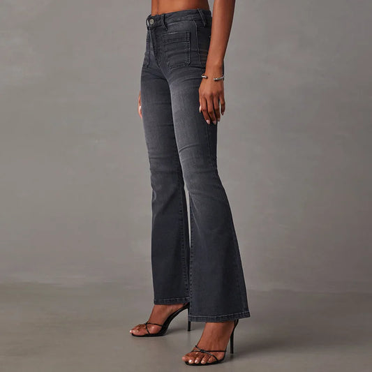 2024 High Stretch Flare Women Boot Cut Fashion Slim Denim Pants Autumn Winter Casual Ladies