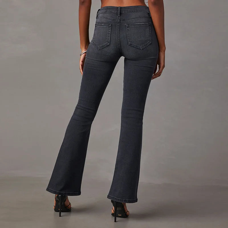 2024 High Stretch Flare Women Boot Cut Fashion Slim Denim Pants Autumn Winter Casual Ladies