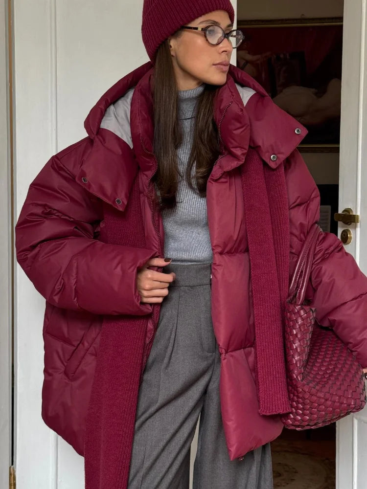 Hooded Cotton Quilting Coat Burgundy / S Coats-241208