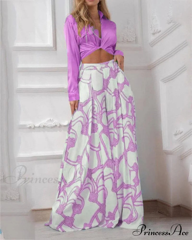 2024 Design Mid Warm-Season Autumn Wide Piece Suit Sets Arm Women’s Flowered Two Blouse Casual