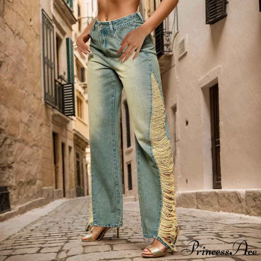 2024 High Waist Stretchy Denim Jeans Light Blue / Xs