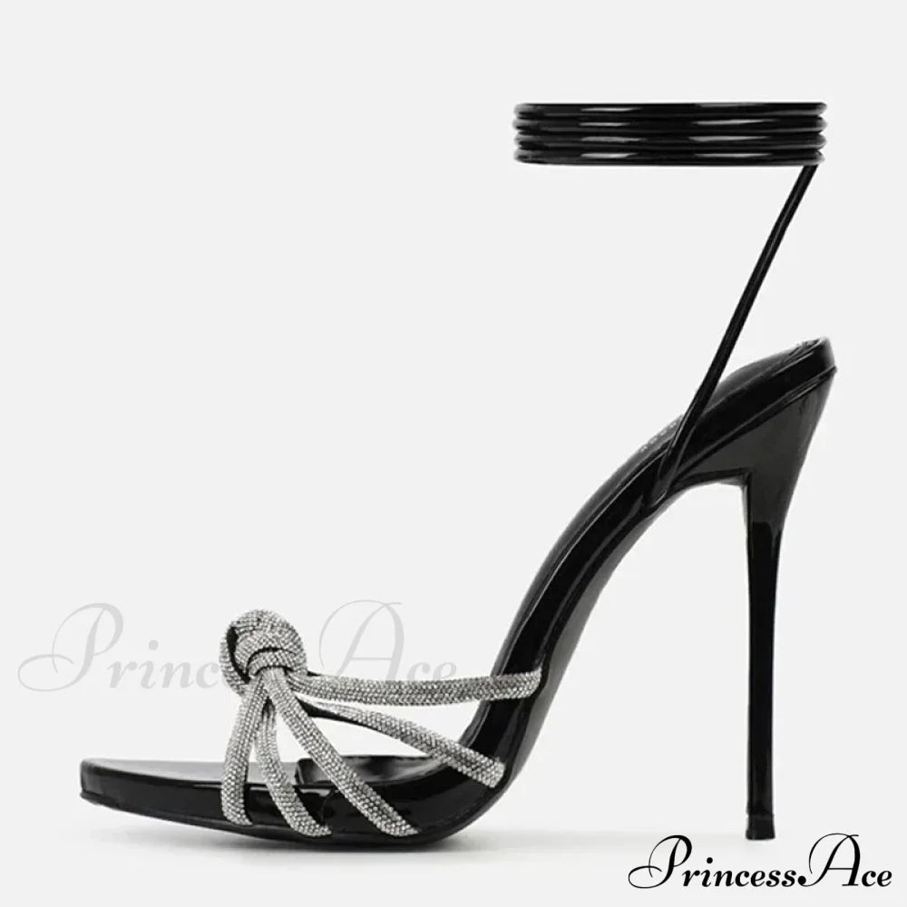 2024 New Arrival Silver Crystal Narrow Band Women’s Sandals - Summer Party Wedding Prom Shoes
