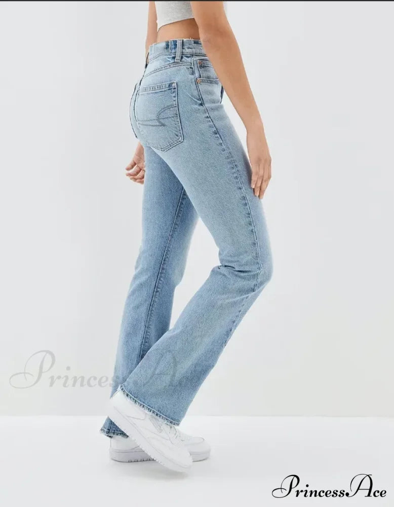2024 New Slit Slim Flare Women’s High Waist Fashion Flared Pants Streetwear Jean