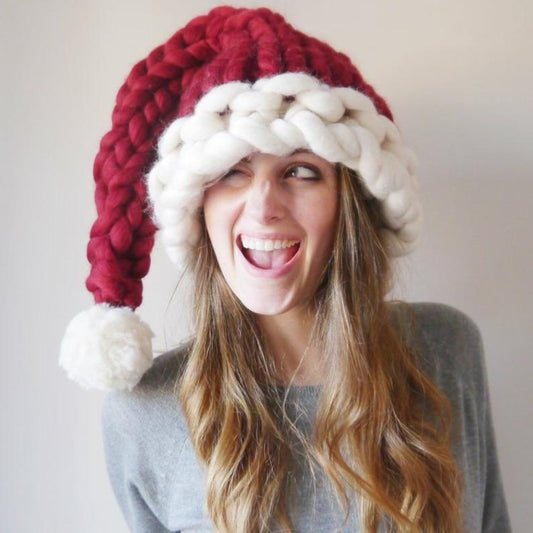 Hand Knit Santa Claus Hat