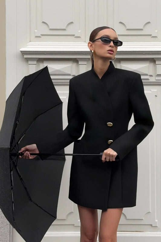 Elegant V-Neck Long Sleeve Fitted Waist Blazer