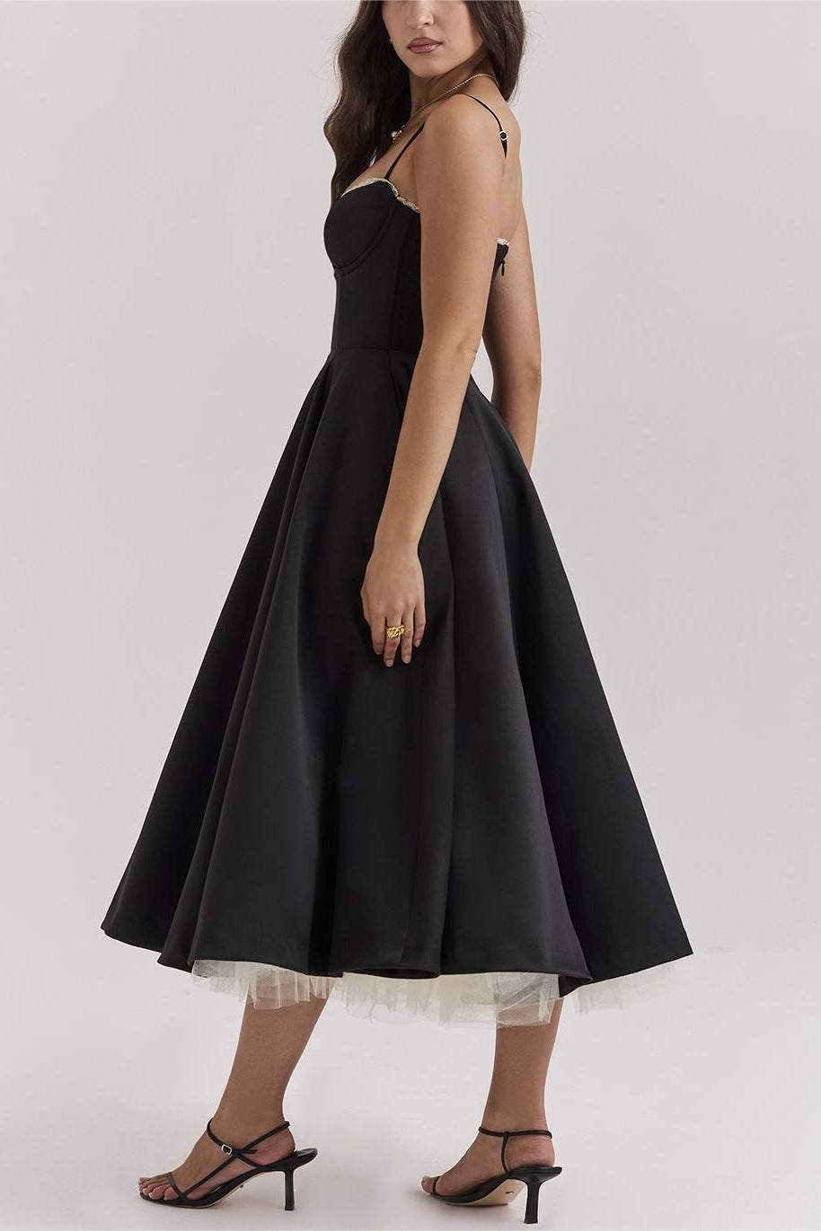 Maxi V-Neck Puff Party Dress
