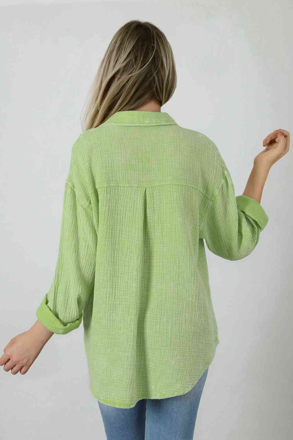 Blouse Textured With Buttons Clothes