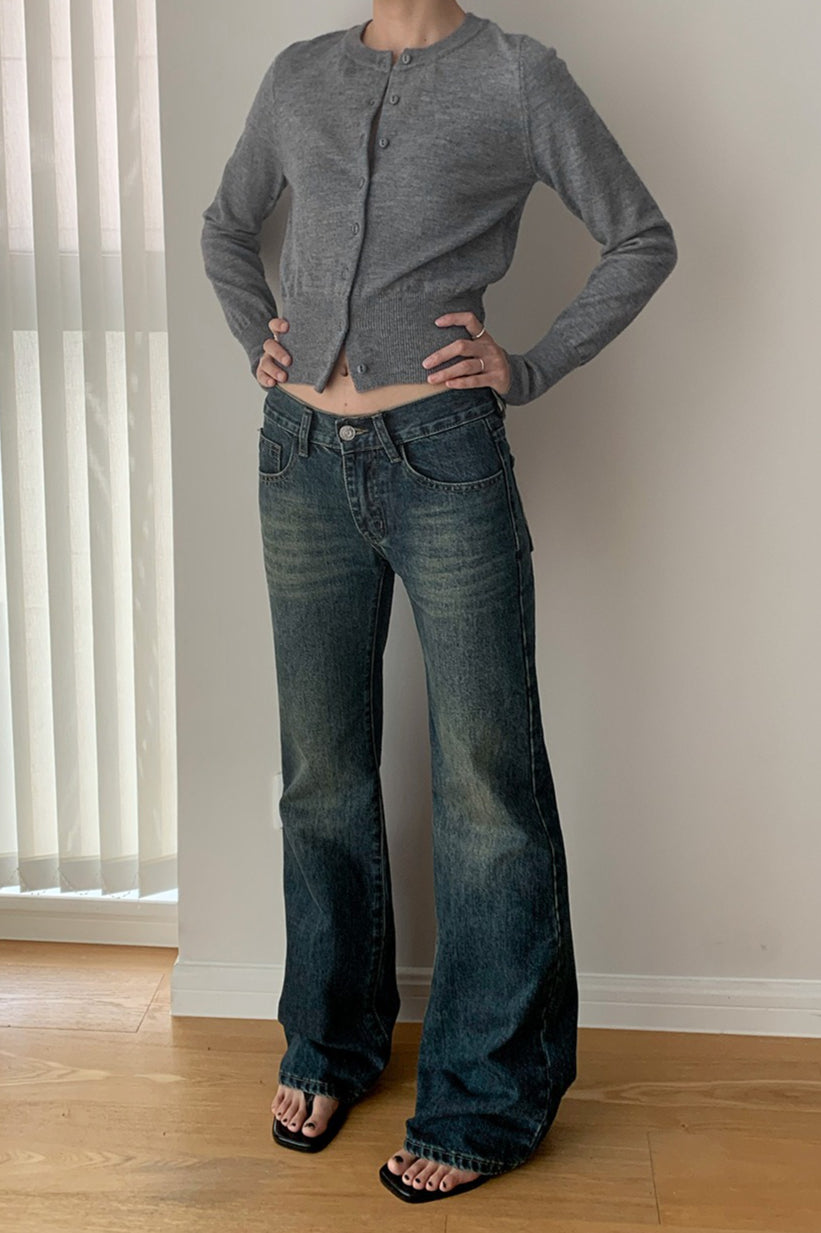 Slim-Fit Round-Neck Knit Cardigan