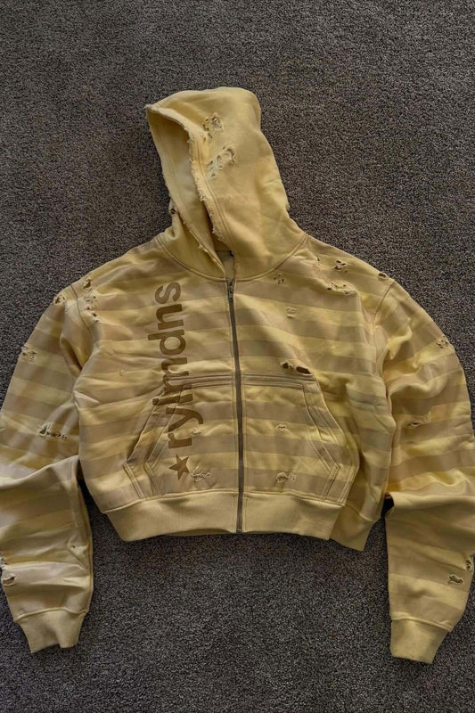 Yellow Graphic Zip Hoodie