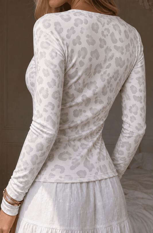 Leopard Fitted Long Sleeve Tee