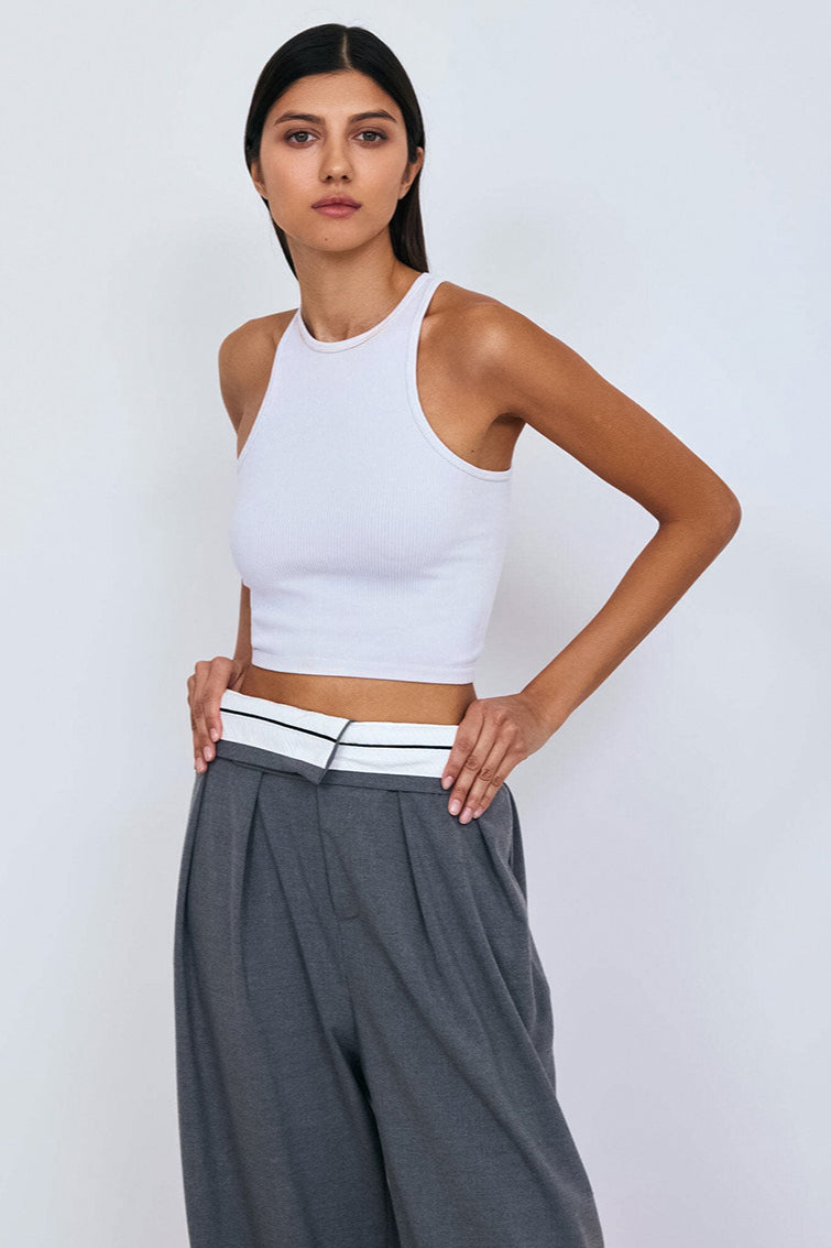 Color Block Wide Leg Tailored Pants