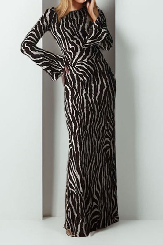 Robe longue à manches longues et imprimé floral bohème