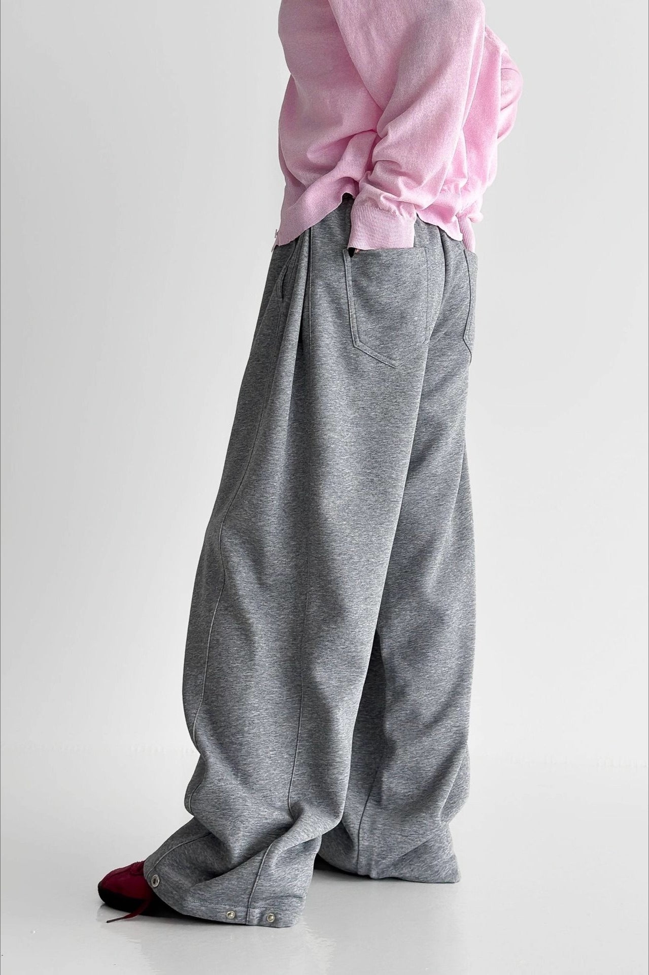 Elastic High-Waist Drawstring Wide Pants
