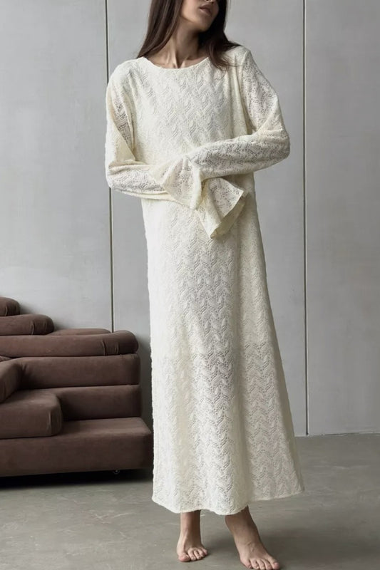 Robe bohème à manches longues en tricot jacquard