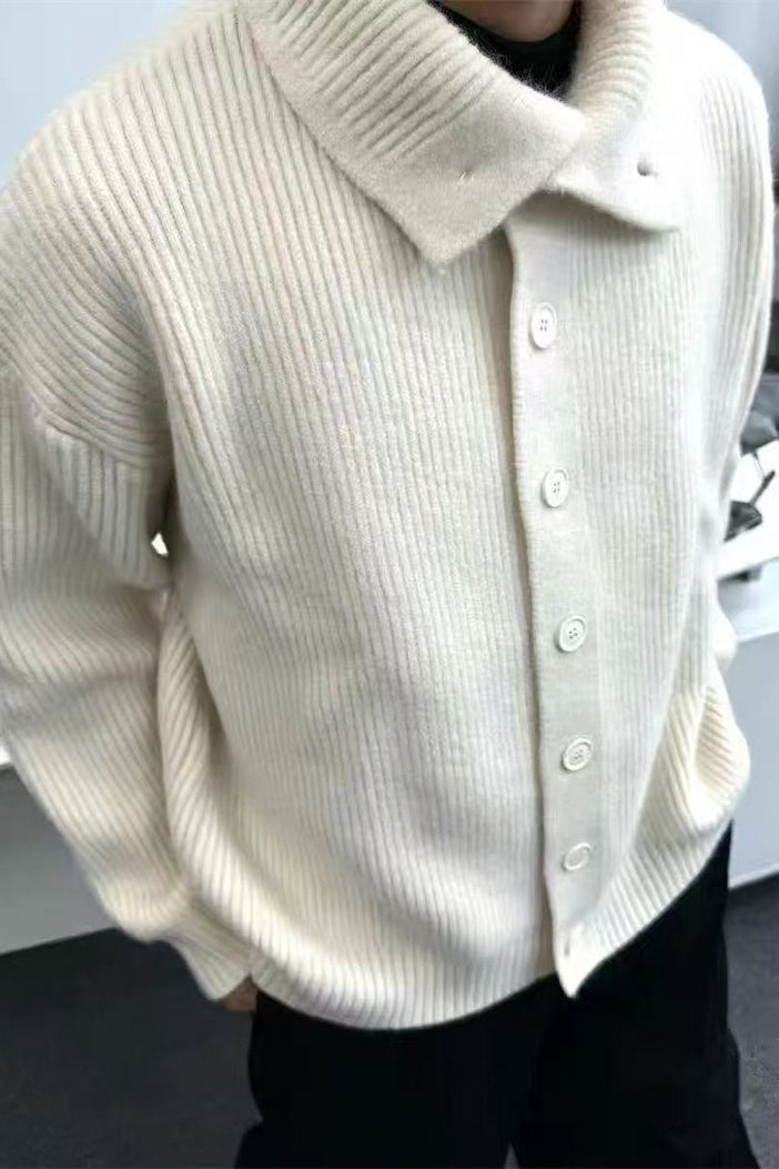 Oversized Turtleneck Cardigan White / One Size