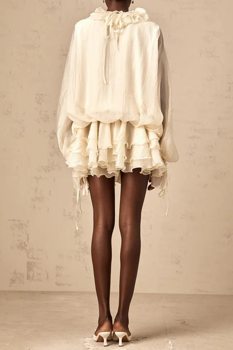 Loose Fit Folded Ruffle Boho Dress