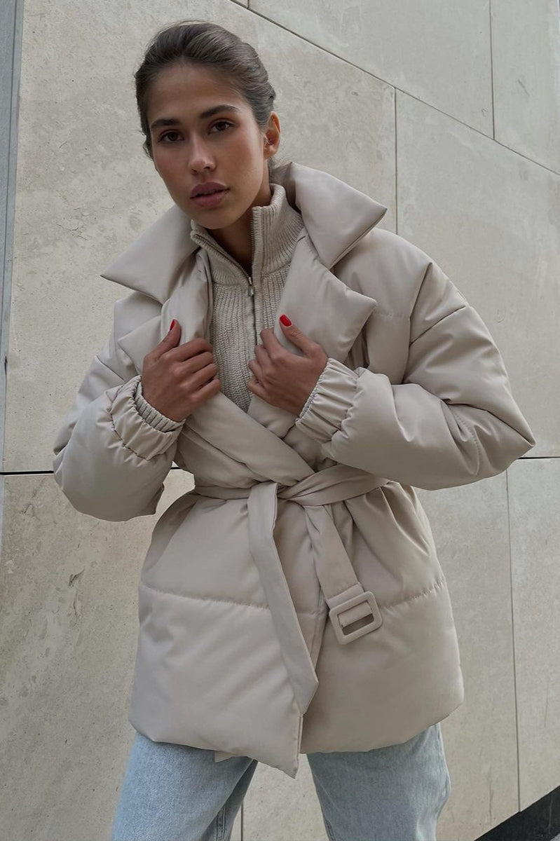 Slim Fit Lapel Belted Winter Coat coats