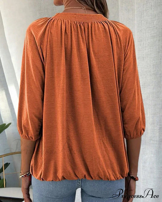 3/4 Arm Crew Neck T-Shirt Blouses & Shirts