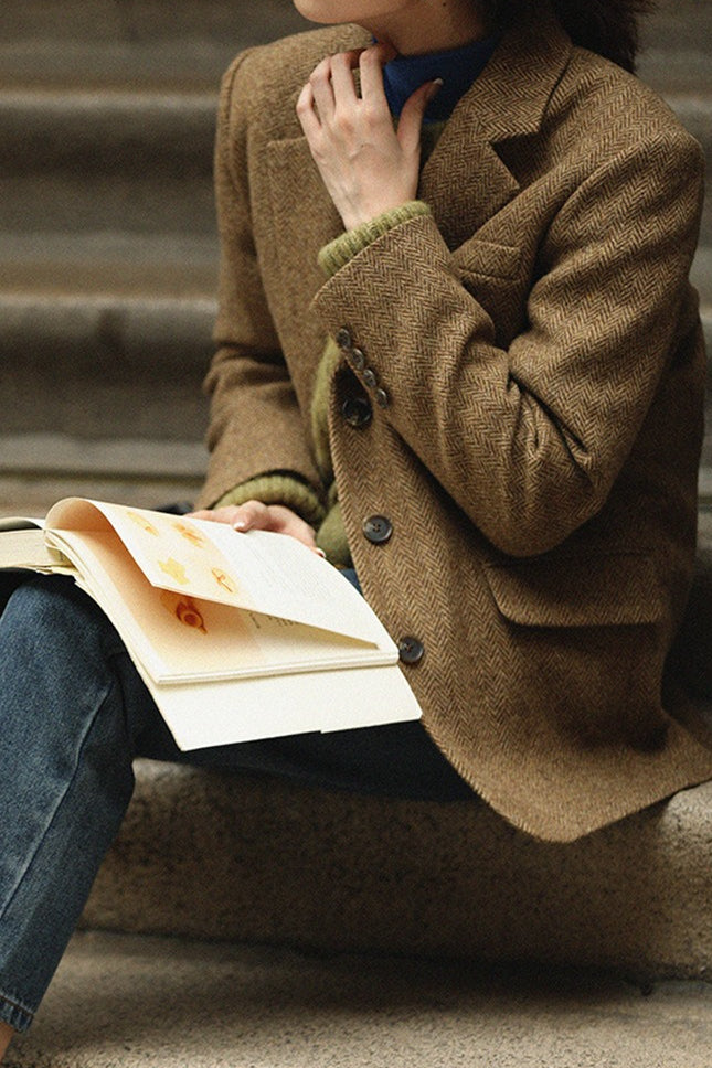 Wool Blend Single Breasted Blazer