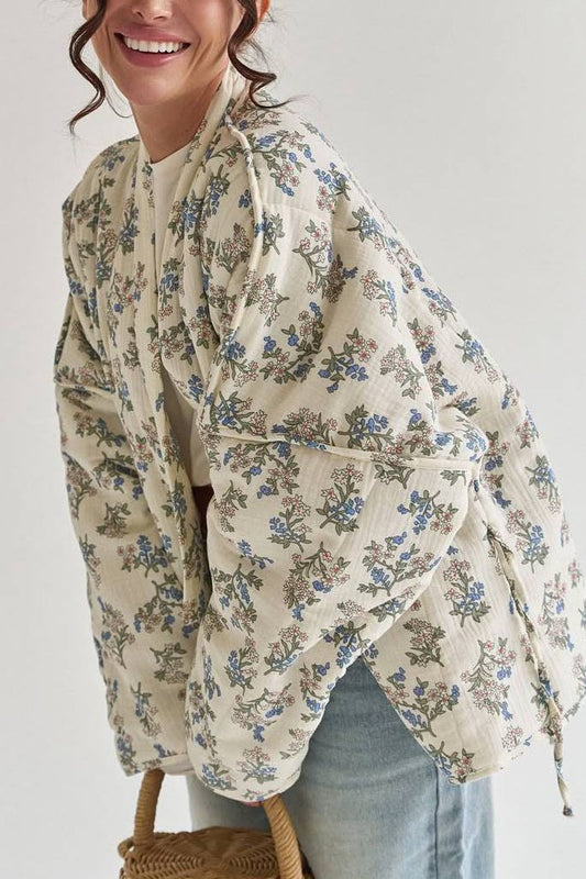 Manteau matelassé décontracté à fleurs