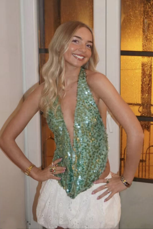 Haut dos nu à paillettes