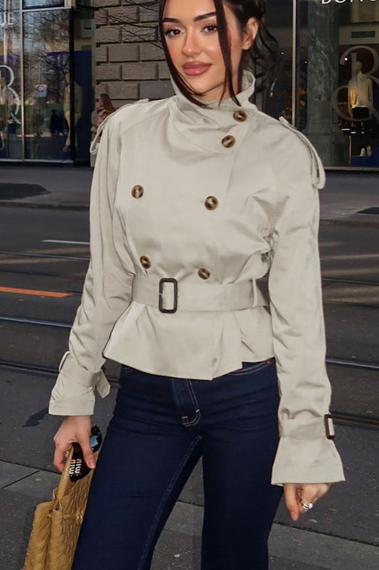 Veste courte ceinturée à col montant