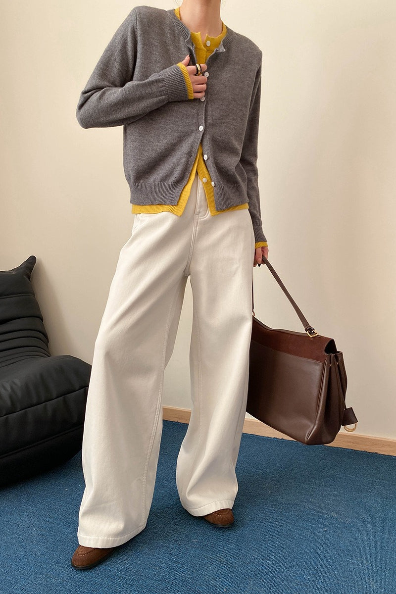 Contrast Panel Layering Cardigan