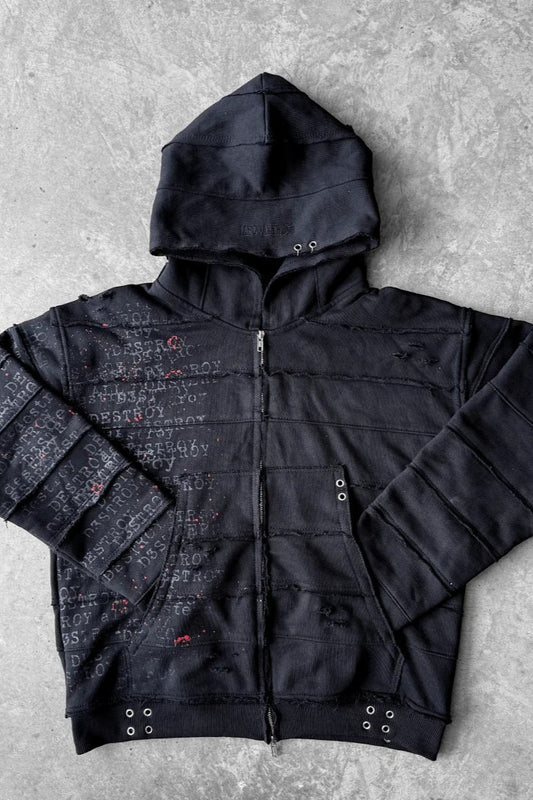 Layered Graphic Zip-Up Hoodie