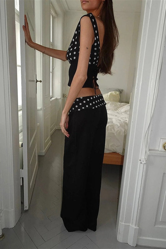 Pantalon décontracté imprimé taille haute slim