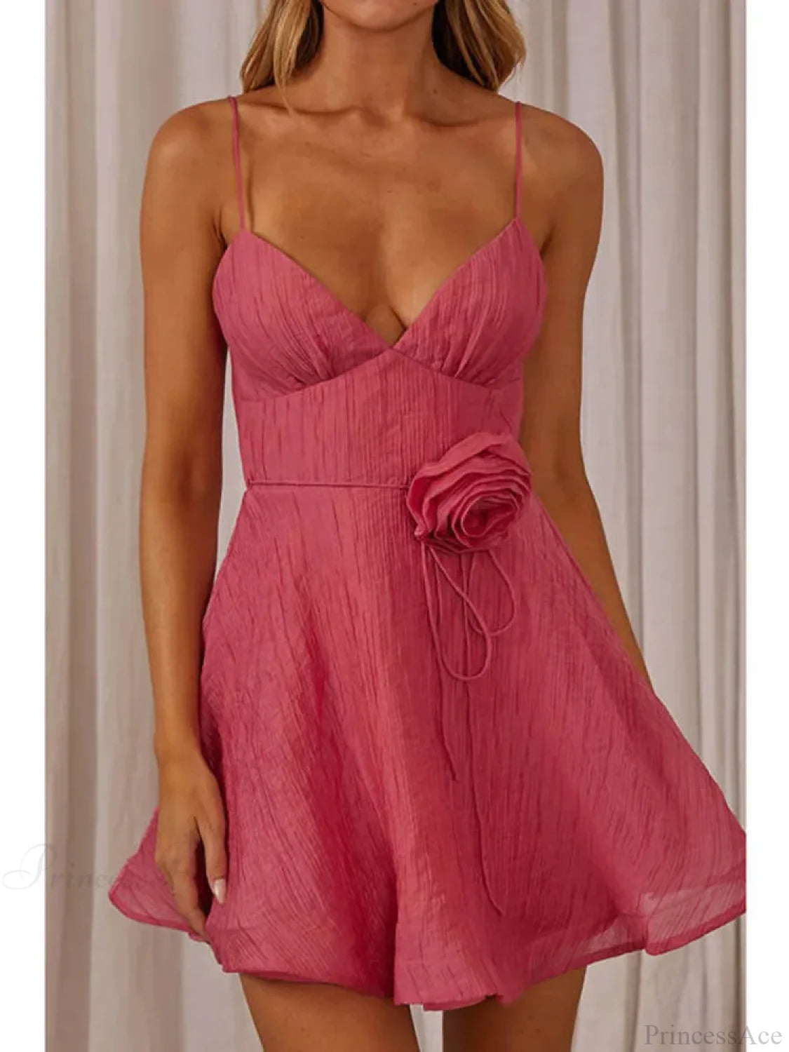 3D Floral V-Neck Mini Dress minidress-250223