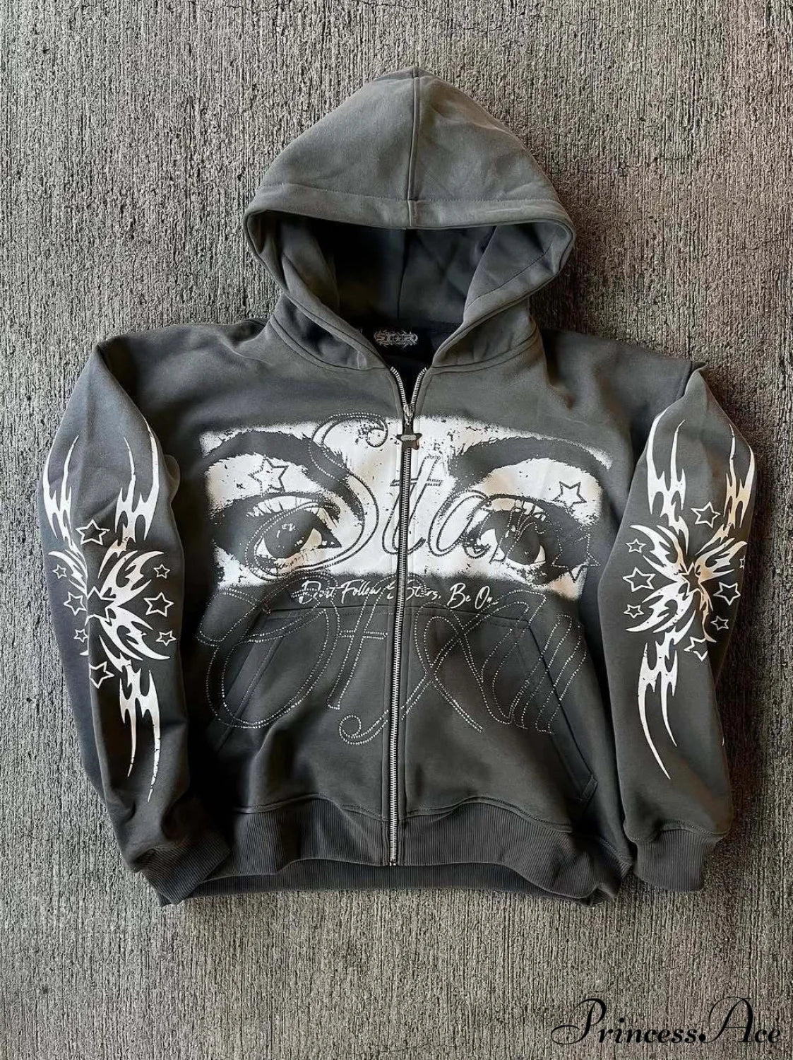 3D Print Vintage Long Sleeve Zip Hoodie