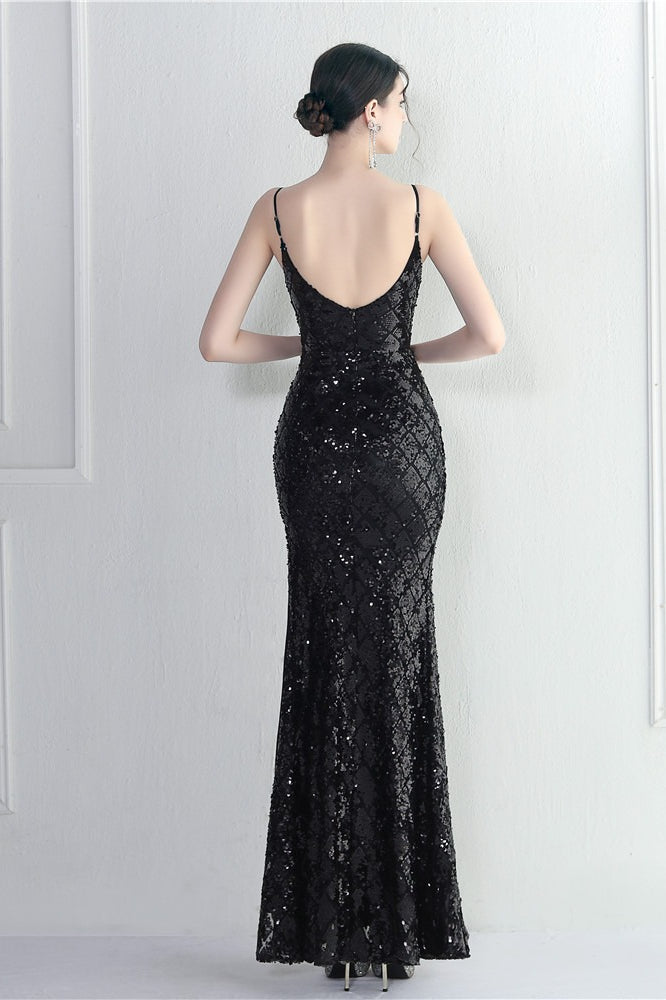 Iridescent Sequin Slit Bodycon Maxi Dress