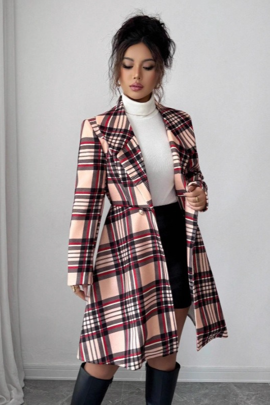 Trendy Print Dual Faced Wool Casual Long Sleeve Outerwear