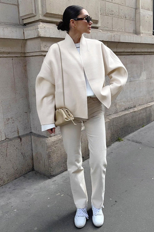 Veste ample en laine beige