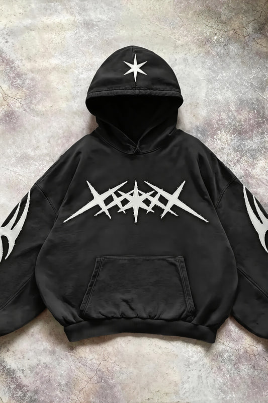 Splice Abstract Print Pullover Hoodie
