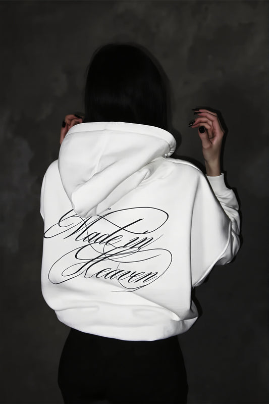 Script Back Print Oversized Pullover Hoodie
