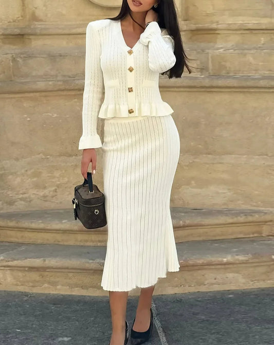 Ensemble de bureau deux pièces élégant et assorti en tricot