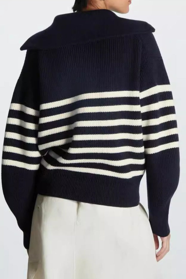 Fashion Wool Blend Open Collar Sweater