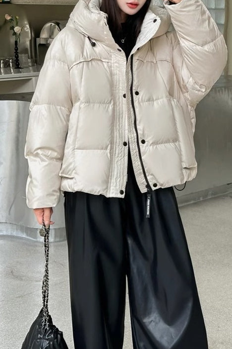 Cropped Oversized Duck Fill Puffer Jacket