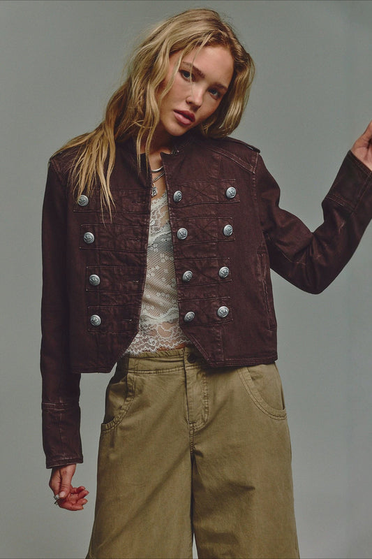 Cropped Double Breasted Military Jacket