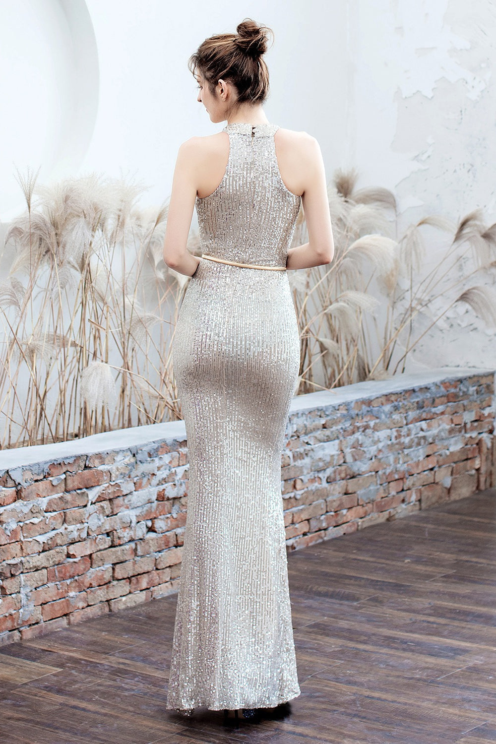 Plunging Neck Mermaid Formal Dress