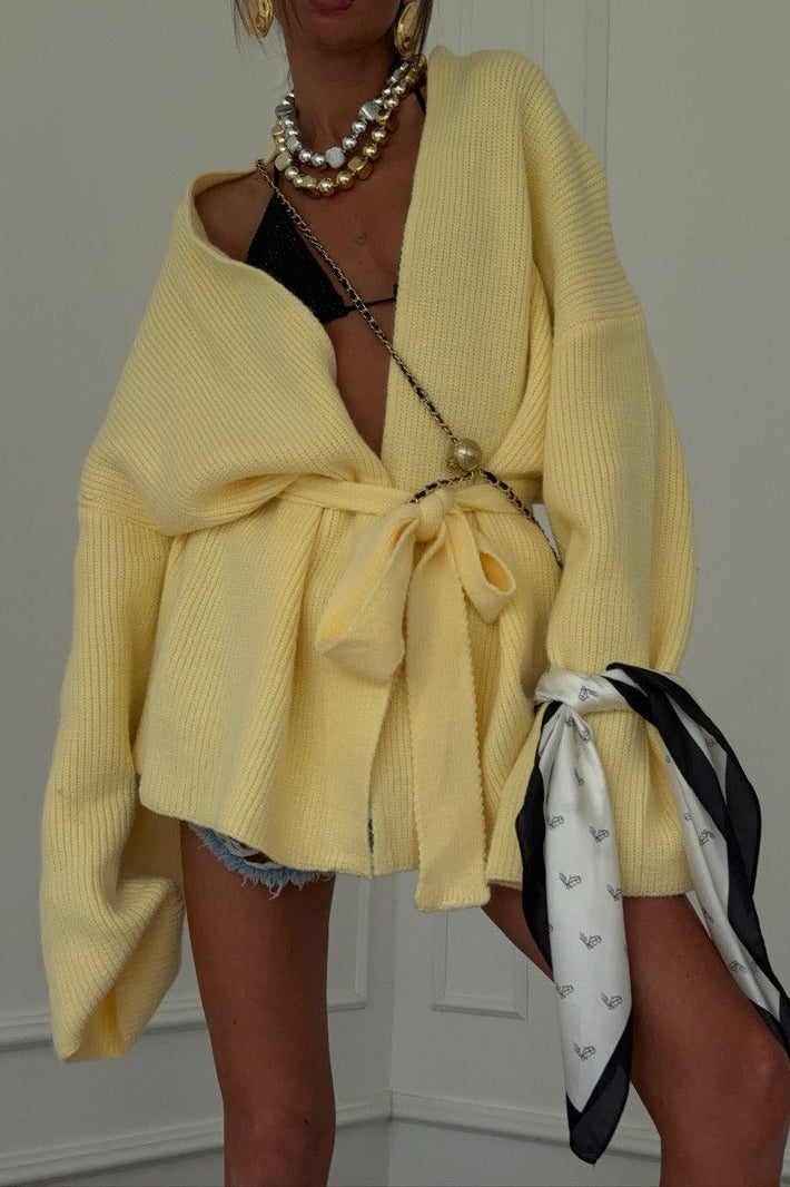 Belted Midi Cardigan S / Yellow